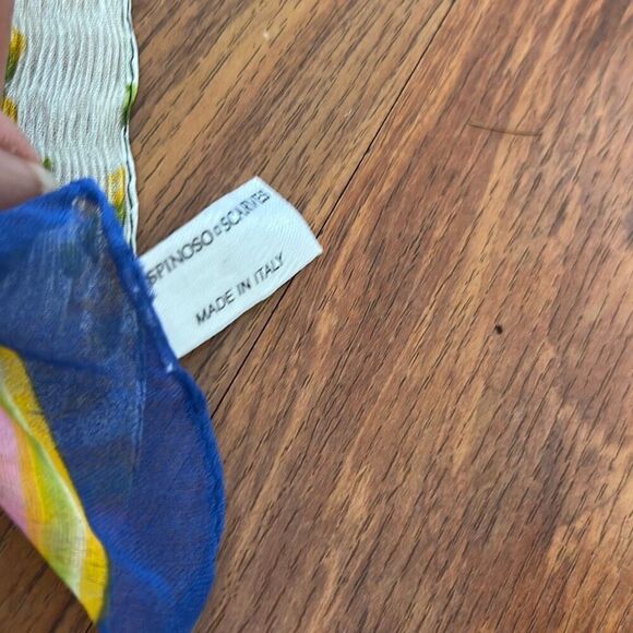Spinoso Italy floral blue scarf green printed scarf - Picture 2 of 4